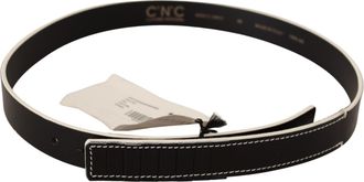 Costume National Womens Black White Leather Fashion Waist Belt