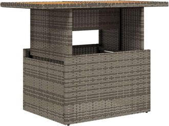 vidaXL Mesa de jardín ratán pe y madera de acacia gris 100x55x73 cm Vidaxl