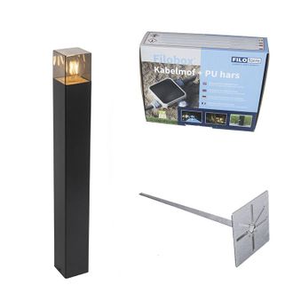 QAZQA Qazqa Moderno Baliza Exterior Negra 70 Cm Ip44 Cristal Ahumado - Denmark Aluminio /pl&aacute;stico Alargada Adecuado Para Led Max. 1 X 15 Watt