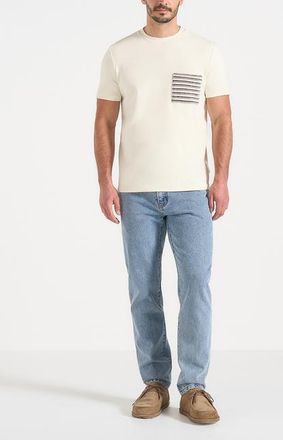 Mani&egrave;re De Voir Joris Whipstitch Pocket Detail T Shirt in Cream at Nordstrom, Size X-Small