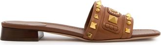 Valentino Garavani Plaster Caster Embellished Leather Sliders - Brown - 36 (IT36 / UK3)