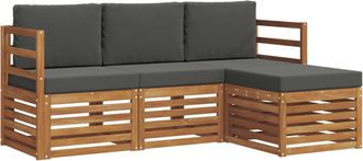 vidaXL Conjunto De Sof&aacute;s De Exterior 4 Uds. Natural Y Antracita Vidaxl