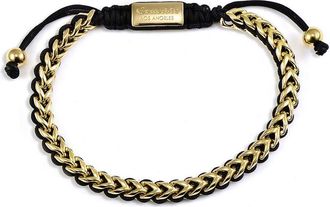 Crucible Jewelry Crucible Los Angeles Stainless Steel 6mm Franco Chain Bracelet with Woven Black Cord on Shocker Tie