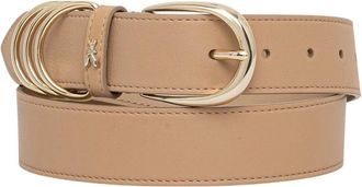 Patrizia Pepe Accessoires, Dames, Beige, S, Leer, Leren Riem met Drievoudige Ring