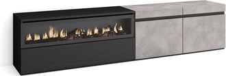 Skraut Home Skraut Home - Mueble Tv, Televisi&oacute;n, Muebles De Sal&oacute;n, Almacenaje, 200x45x35cm, Para Tv Hasta 80, Chimenea El&eacute;ctrica, Estilo Moderno, Gris Cemento