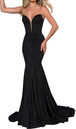Rachel Allan Figure-Hugging Strapless Prom Dress In Black