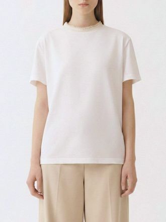 Fabiana Filippi T-shirt in cotone con finiture ricamate Fabiana Filippi