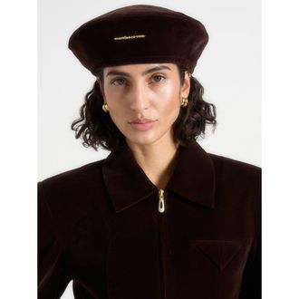 Mani&egrave;re De Voir Anya Velvet Beret in Brown at Nordstrom
