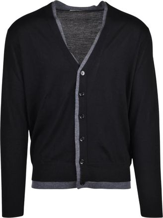 Paolo Pecora Cardigan - Heren - Vesten - Zwart - M - Wol - Truien & Vesten