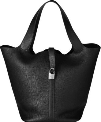 Herm&egrave;s Picotin 26 in Black Clemence Leather with Palladium Hardware