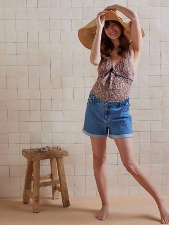 Vertbaudet Umstands-Jeansshorts im Mom-Fit blue stone