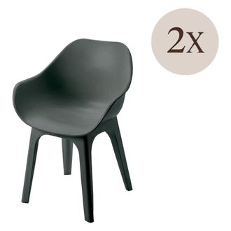 Dmora Silla Para Exterior Oakahalla, 2 Sillas, Reposabrazos Made In Italy, Soporta 120 Kg, Negro Antracita
