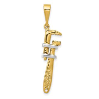 Diamond2Deal 10k Yellow Gold Rhodium 3-D Pipe Wrench Charm