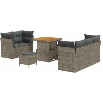 vidaXL Vidaxl - Conjunto De Sof&aacute; De Jard&iacute;n Con Coj&iacute;n 8 Pcs Gris 80 X 80 X 71 Cm