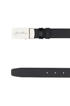 Montblanc Mens Black Leather Reversible Belt 000 Cinture
