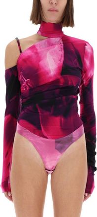 Versace Jeans Couture Pink Abstract One Shoulder Top