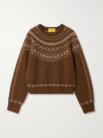 Guest In Residence Pullover In Misto Lana E Cashmere Fair Isle Cloud Chalet - Marrone