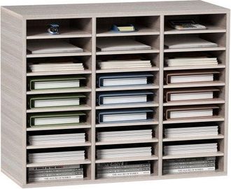 OEM Organizador De Literatura De Madera De 27 Ranuras De 800 X 305 X 630 Mm, Estantes Ajustables De Tablero De Fibra De Densidad Media, Almacenamiento Par