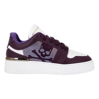 Philipp Plein Schoenen, unisex, Veelkleurig, 36 EU, Leer, Lo-Top Crystal Leather Sneakers Skull&Bones