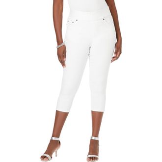 Jessica London Comfort Waist Stretch Denim Capris in White at Nordstrom, Size 28