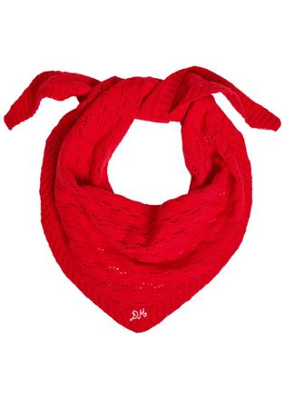Damson Madder Pointelle Knit Head Scarf - Red - One Size