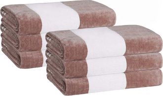 Superior Set Of 6 Cabana Stripe Oversized Cotton Beach Towels