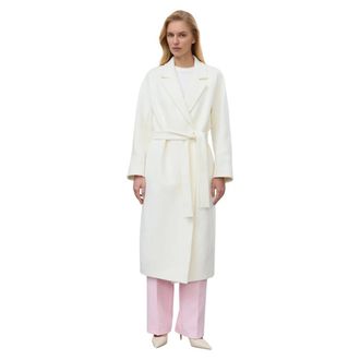 Estro & Luminara Belted Coats, female, Beige, Size: XS Belted Bucket Coat with Wide Lapels