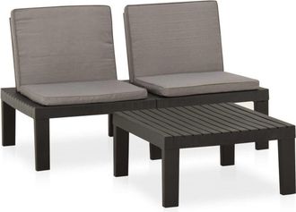vidaXL Set De Muebles De Jard&iacute;n 2 Piezas Con Cojines Pl&aacute;stico Gris Vidaxl