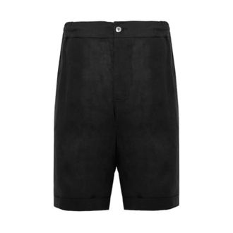 Alpha Studio Casual Shorts, male, Black, S, Elasticated Waist Linen Bermuda Shorts