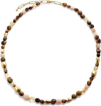 Monica Vinader Rio beaded tiger eye necklace - women - Recycled 18kt Gold Vermeil/Recycled Silver/Citrine/Tiger eye/Moon Stone - One Size