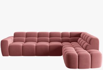 MICADONI 5-Sitzer Design Ecksofa Lisa mit Eckteil rechts - Samtbezug