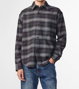 Nn.07 Adwin Long Sleeve Shirt In Dark Grey Check