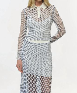 Jonathan Simkhai Petra Knit Polo Top In Ivory Multi
