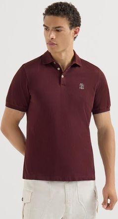 Brunello Cucinelli Cotton piqu&eacute; polo shirt with logo in Burgundy at Nordstrom, Size Xxx-Large