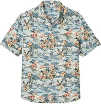 Johnnie-O Mens Short Sleeve Button Down Surf Shirt In Laguna Blue