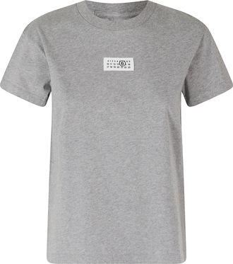 Maison Margiela Gray Logo Patch Round Neck Short Sleeve Cotton T-Shirt