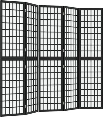 vidaXL Vidaxl - Folding 5-Panel Room Divider Japanese Style 200x170 cm Black