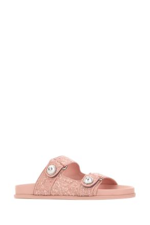 Jimmy Choo London Womens Pink Boucle Fayence Slippers Roserose Flat Shoes