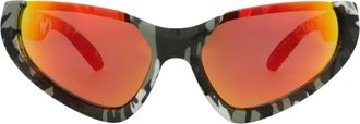Balenciaga 64mm Wrap Sunglasses in Grey Grey Red at Nordstrom Rack