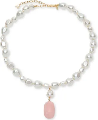 Lele Sadoughi Baroque Faux Pearl Necklace in Rose Glow at Nordstrom