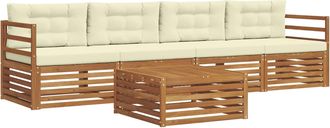 vidaXL Conjunto De Sof&aacute;s De Exterior 5 Uds. Natural Y Crema Vidaxl