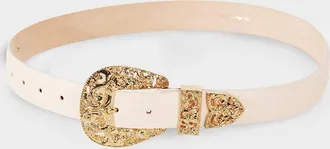D&eacute;hanche Versailles 24K Gold-Plated Leather Belt
