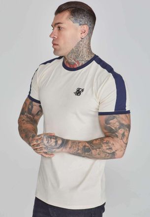 Siksilk T-Shirt SIKSILK Siksilk T-Shirt Ringer T-Shirt, Herren, Gr. S, beige, Obermaterial: 95% Baumwolle CO. 5% Elasthan EL., Shirts T-Shirt