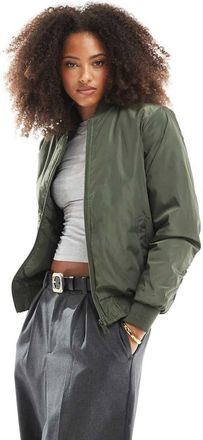 Brave Soul Bomber oversize color kaki con maniche arricciate-Verde