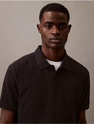 Calvin Klein Mens Drop Needle Classic Polo Shirt - Black - 2XL