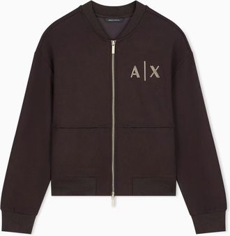 A|X Armani Exchange Bomber in viscosa scuba stretch - - Sweatshirts & Hoodies - Donna - Marrone - S