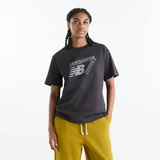 New Balance Womens Classic Tri-Logo T-Shirt in Grey Cotton, size X-Large