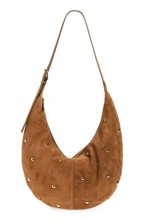 Madewell The Essential Curve Suede Shoulder Bag in Dried Acorn at Nordstrom