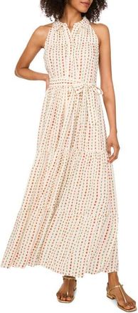 Vince Camuto Print Tie Waist Sleeveless Maxi Shirtdress in Eucalyptus at Nordstrom, Size Xx-Small