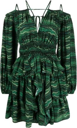 Ulla Johnson Groene Zijden Mini Jurk - Dames - Korte kleedjes - Groen - XS - Kleedjes